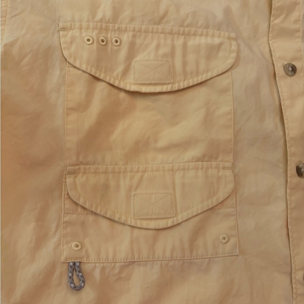 Columbia PFG Short Sleeve Fishing Shirt Men’s L Vented Utility Yellow Cotton - Picture 4 of 7